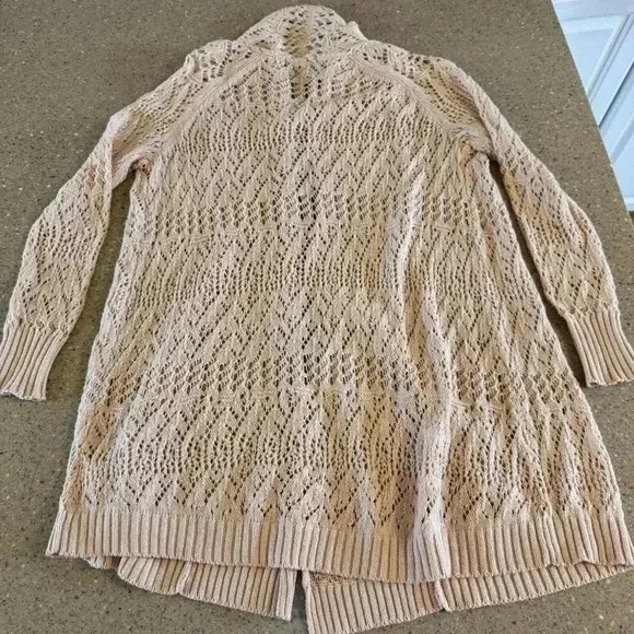 Tahari Size XS Oversized Open Knit Cardigan Sweater Top Light Pink Color - Picture 8 of 8